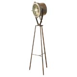 French Industrial-Design Brushed Steel and Cast-Iron Spotlight-