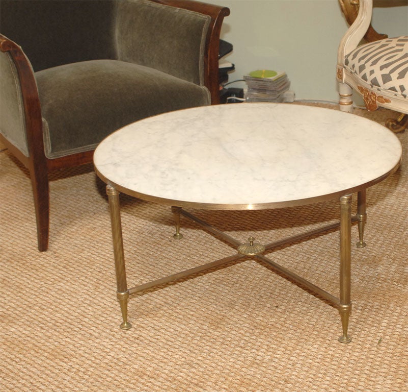Directoire Style Gilt-Metal and Marble-Top Cocktail Table