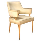 Mid Century sycamore armchair, attributed to Jules Leleu