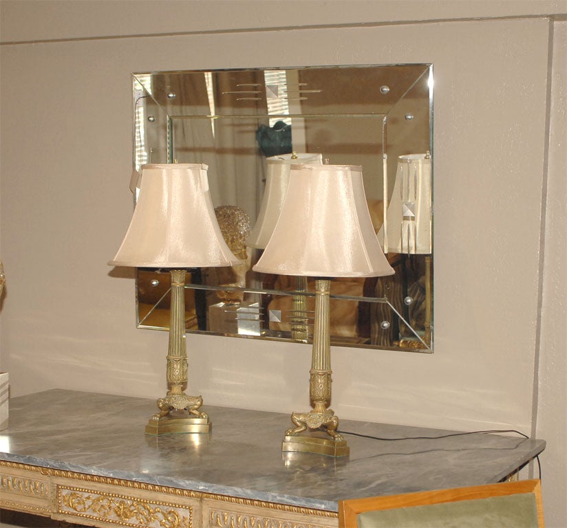 Empire bronze pair of table lamps