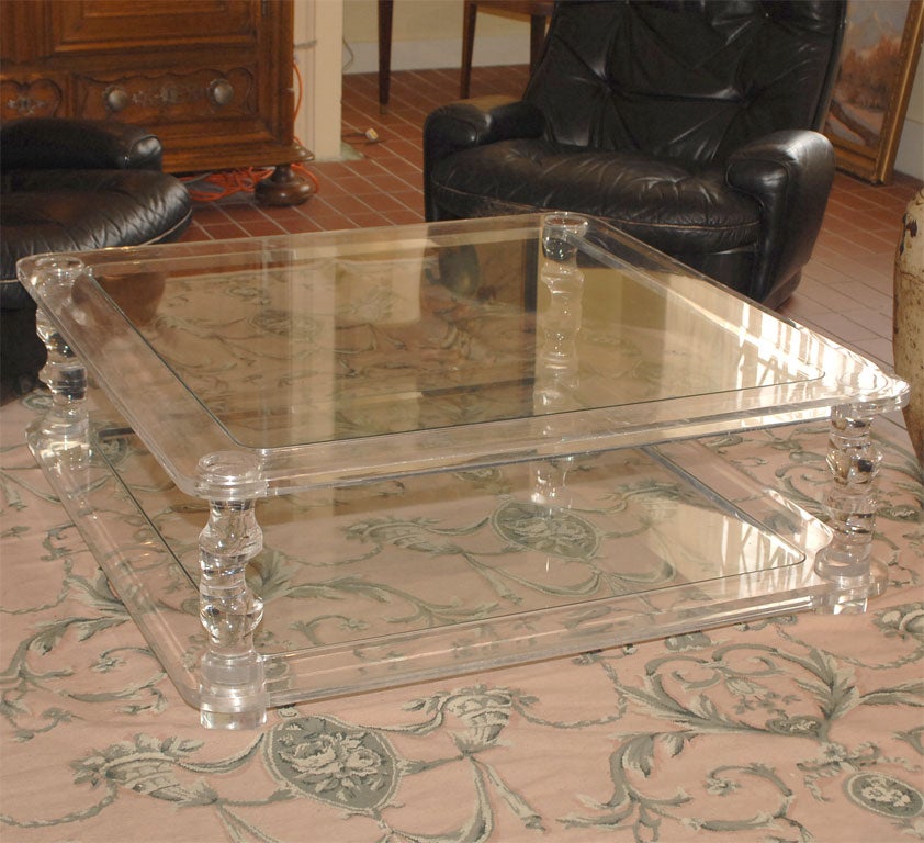 Glass and Lucite coffee table
