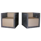 Pair of Architectural Zinc Cube Chairs