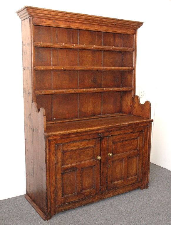 18THC COUNTRY FRENCH PINE OPEN STEPBACK CUPBOARD