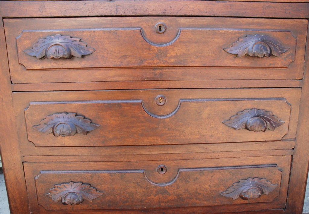 Walnut 19THC EASTLAKE COTTAGE CHEST OF DRAWERS