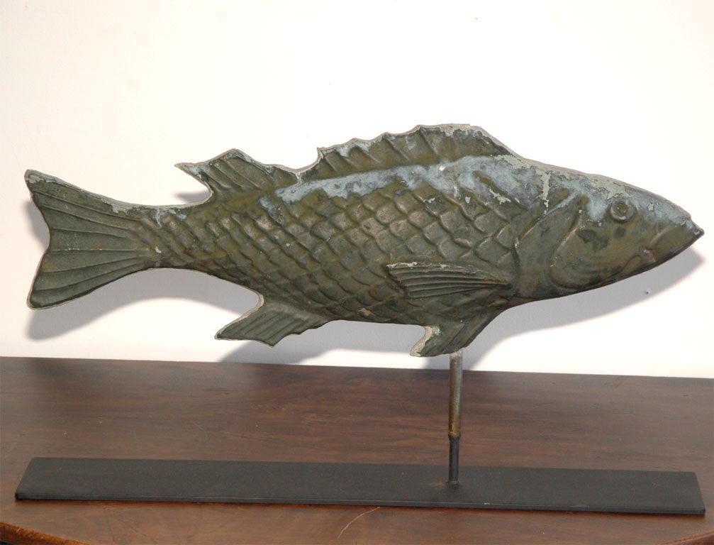 RARE FORM FISH WEATHER VANE-COPPER PATINA