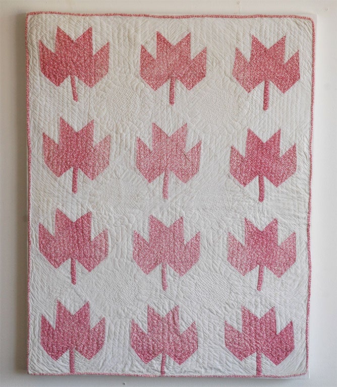 19th century maple leaf doll quilt, beautiful fabrics mint condition.
    