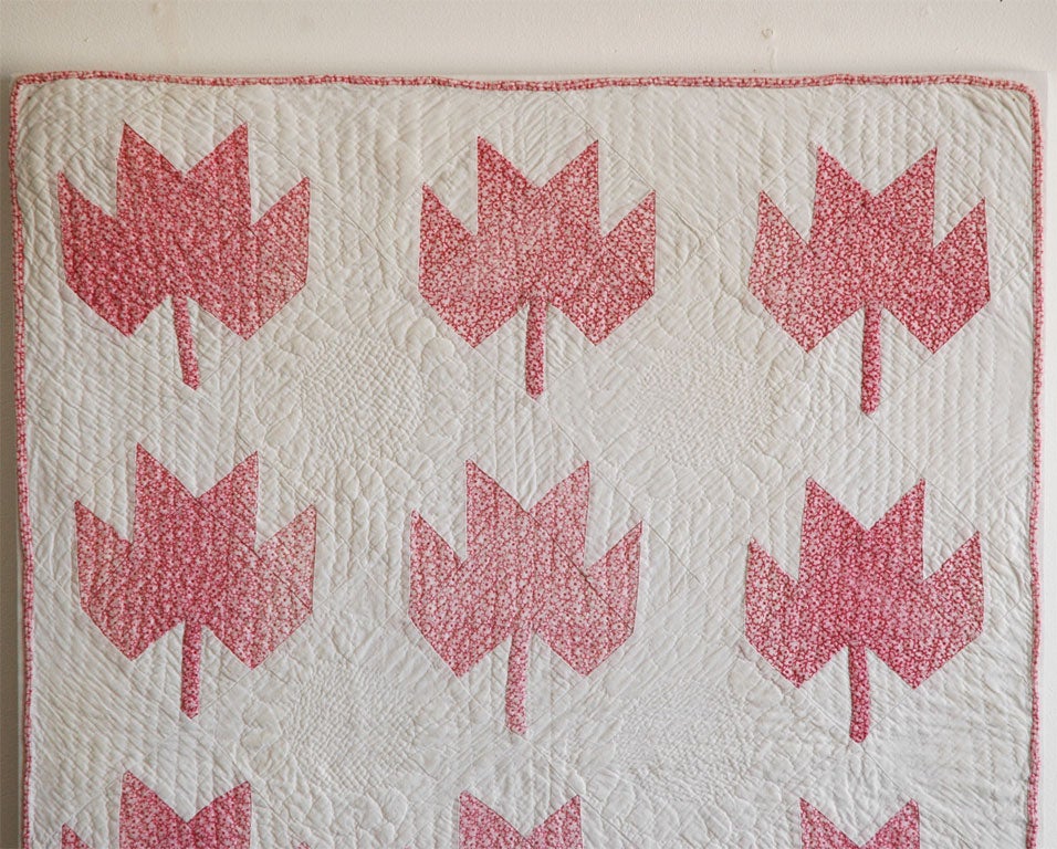 American 19th Century Maple Leaf Doll Quilt from Pennsylvania