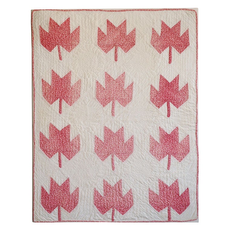 19th Century Maple Leaf Doll Quilt from Pennsylvania