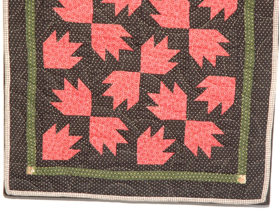 American CONTEMPORARY  GEOMETRIC  DOLL QUILT MADE FROM 19THC FABRIC
