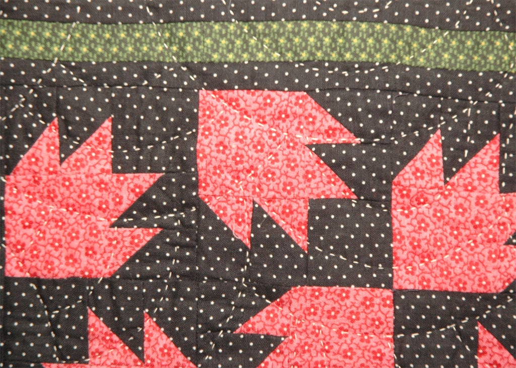 Cotton CONTEMPORARY  GEOMETRIC  DOLL QUILT MADE FROM 19THC FABRIC