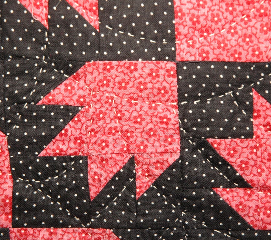 CONTEMPORARY  GEOMETRIC  DOLL QUILT MADE FROM 19THC FABRIC 1