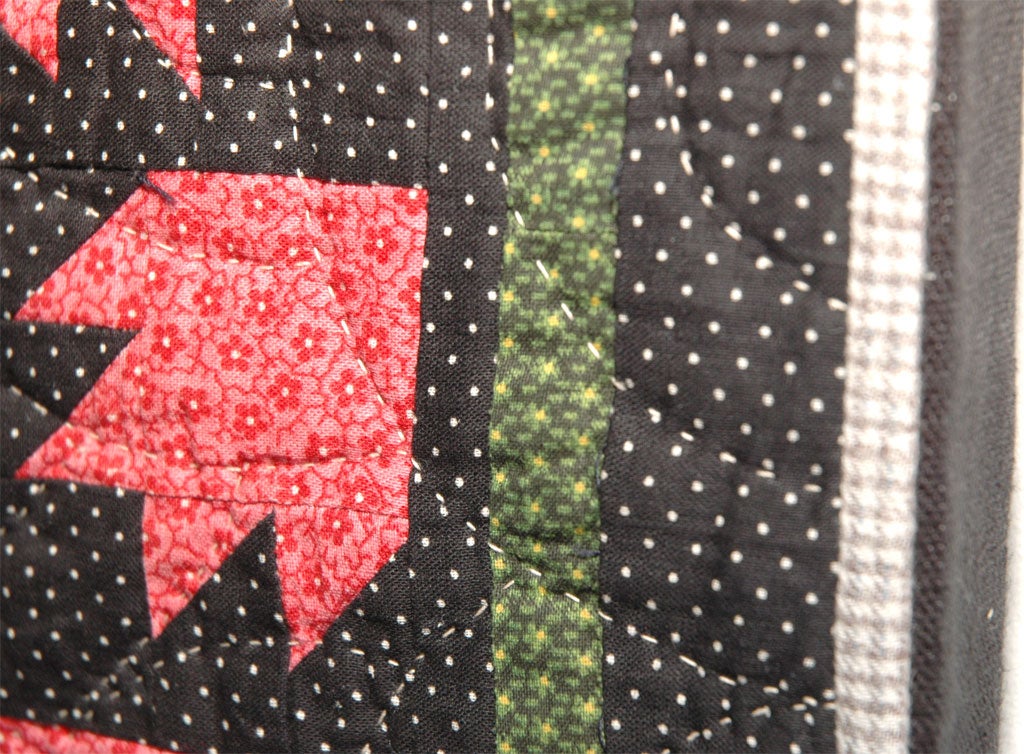 CONTEMPORARY  GEOMETRIC  DOLL QUILT MADE FROM 19THC FABRIC 2