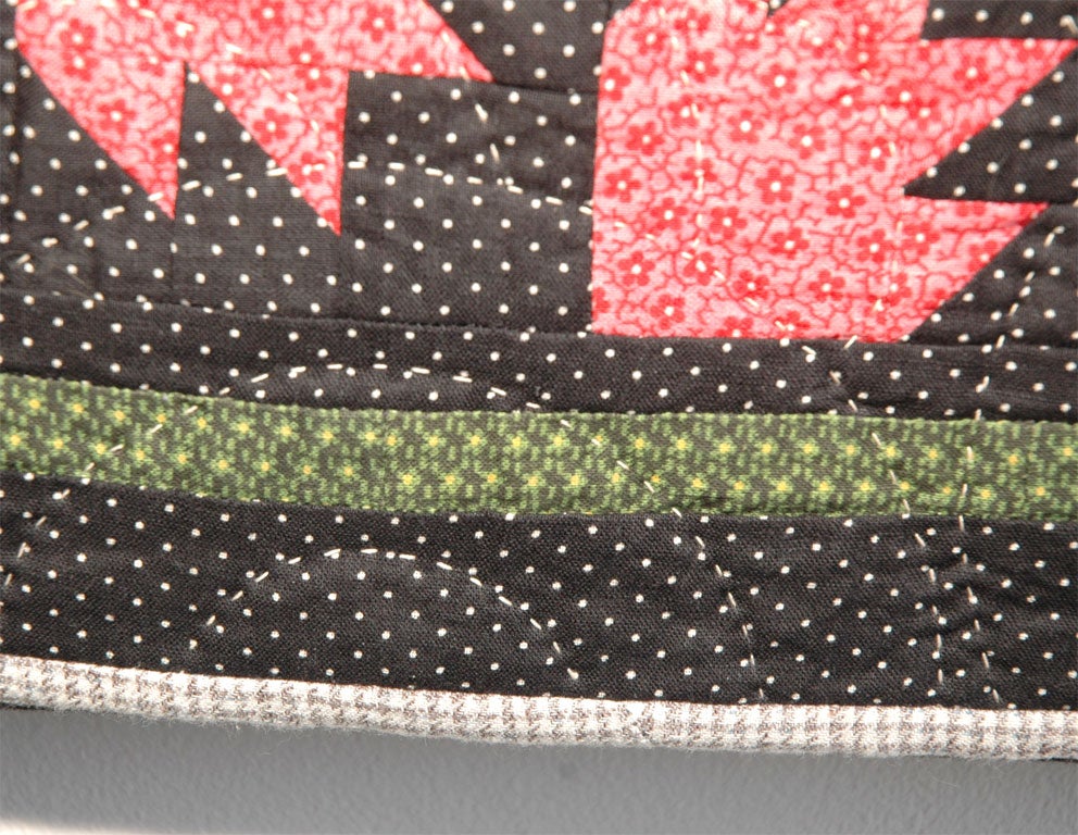 CONTEMPORARY  GEOMETRIC  DOLL QUILT MADE FROM 19THC FABRIC 3
