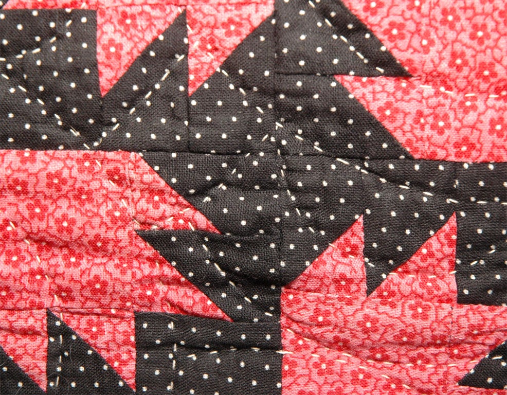 CONTEMPORARY  GEOMETRIC  DOLL QUILT MADE FROM 19THC FABRIC 4
