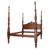 19th Century Carved Walnut Poster Bed