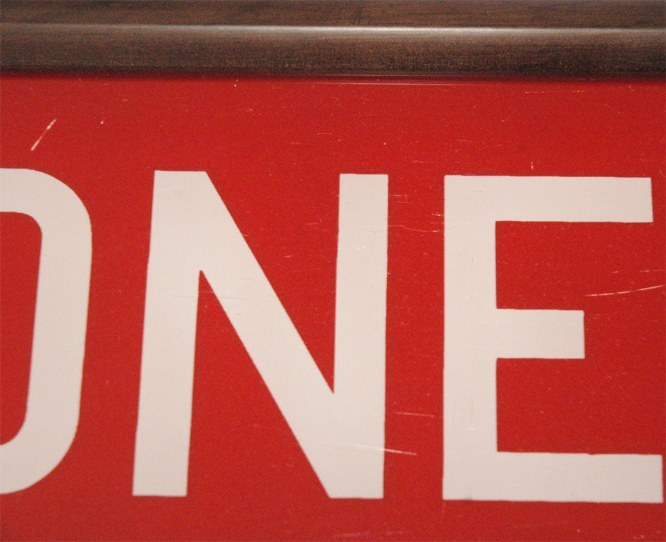 20th Century Glass Sign from a Phone Booth