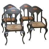 set of 4 oak arts and crafts arm chairs