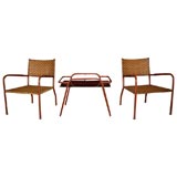 Jacques Adnet Set of 2 Armchairs and a Coffee Table