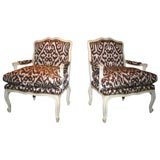 Antique Pair of Ikat Armchairs