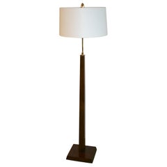 A Pair of Square Wooden Floor Lamps.
