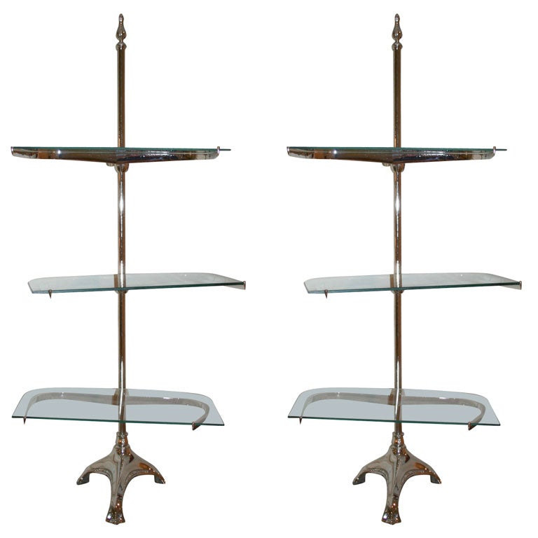 Pair of Art Deco Chrome and Glass Pastry Stands at 1stDibs