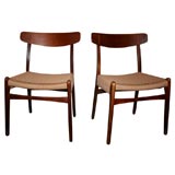 Set of 6 Hans Wegner dining chairs with tea frames an rope seats