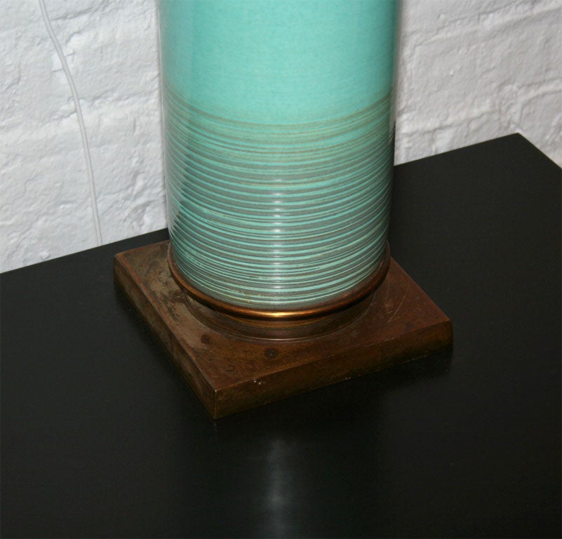 Ceramic Pair of ceramic Stiffel table lamps in a vivid turquoise blue