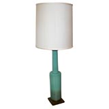 Pair of ceramic Stiffel table lamps in a vivid turquoise blue