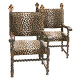 Pair Baronial Armchairs