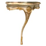 Pinted and Gilt  Monoped Console Table with Faux Marble Top