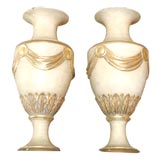 Pair Painted and Gilt  Carved Wood Urn Finials