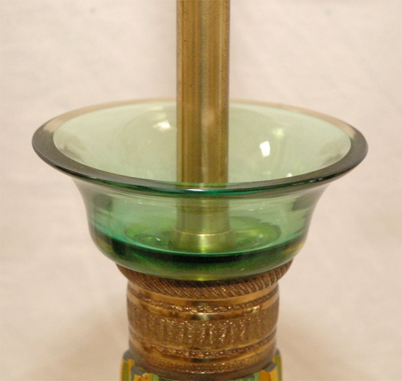 Marbro Green Glass & Brass Lamp (GMD#1117) 1