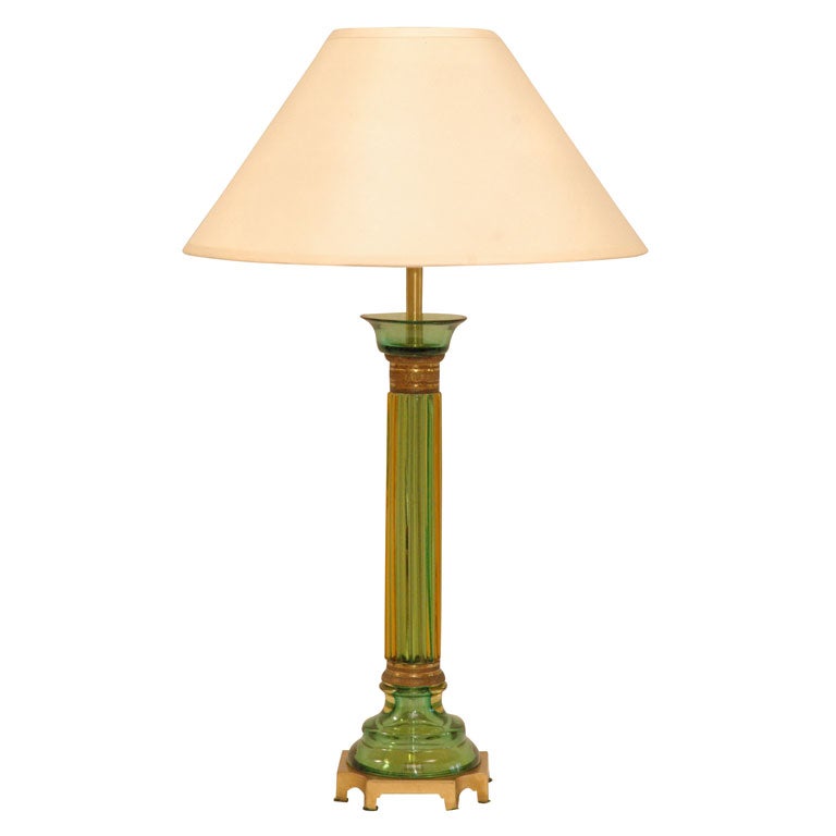 Marbro Green Glass & Brass Lamp (GMD#1117)