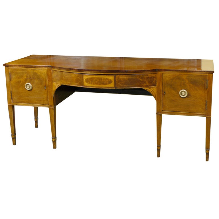 George III-period Bowfront Inlaid Sideboard, c. 1790 For Sale