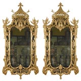 PAIR of Chippendale-design Giltwood Mirrors