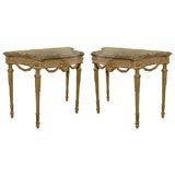 PAIR of Adam-Style Giltwood & Marble Console Tables