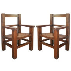 Antique Pair of English Arts 
Crafts Chairs