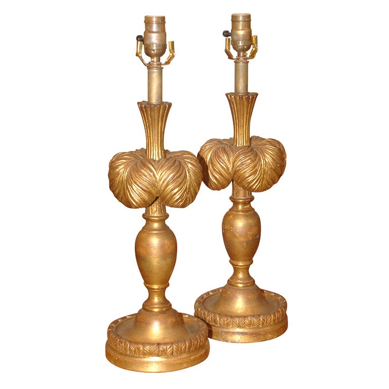 Pair of  giltwood lamps