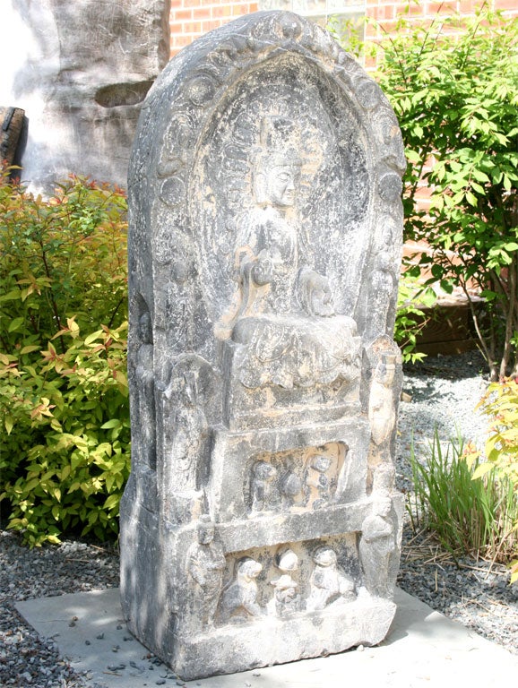 Double Sided Carved Limestone Stele 1