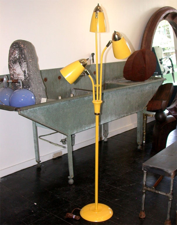 BRASS AND ENAMEL FLOOR LAMP