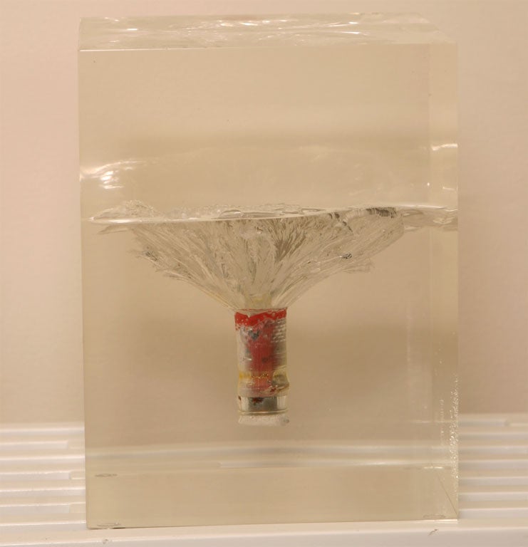 Solid Lucite Cube with Encased Flower