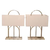 Pair of Lucite, Nickel Silver, and Acrylic Desk Lamps