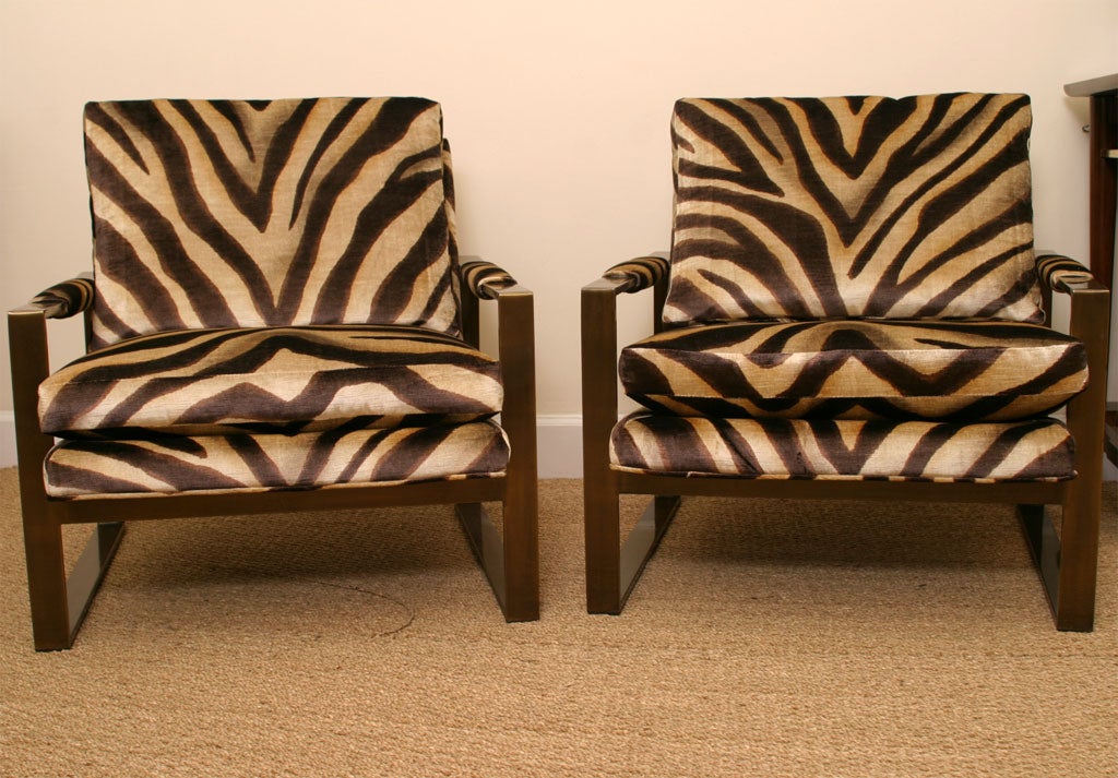Pair of Milo Baughman Bronze Arm Chairs