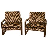 Pair of Milo Baughman Bronze Arm Chairs
