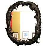 Vintage French, Carved, Black Lacquered Oblong  Mirror  SALE 20% OFF