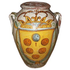 Antique Italian Majolica Olive Oil Storage Jar