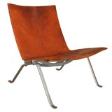 PAIR OF PK 22 LEATHER CHAIRS BY POUL KJAERHOLM