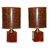 PAIR OF 1970"S LUCITE TABLE LAMPS