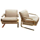Upholstered, Chromed Steel chairs