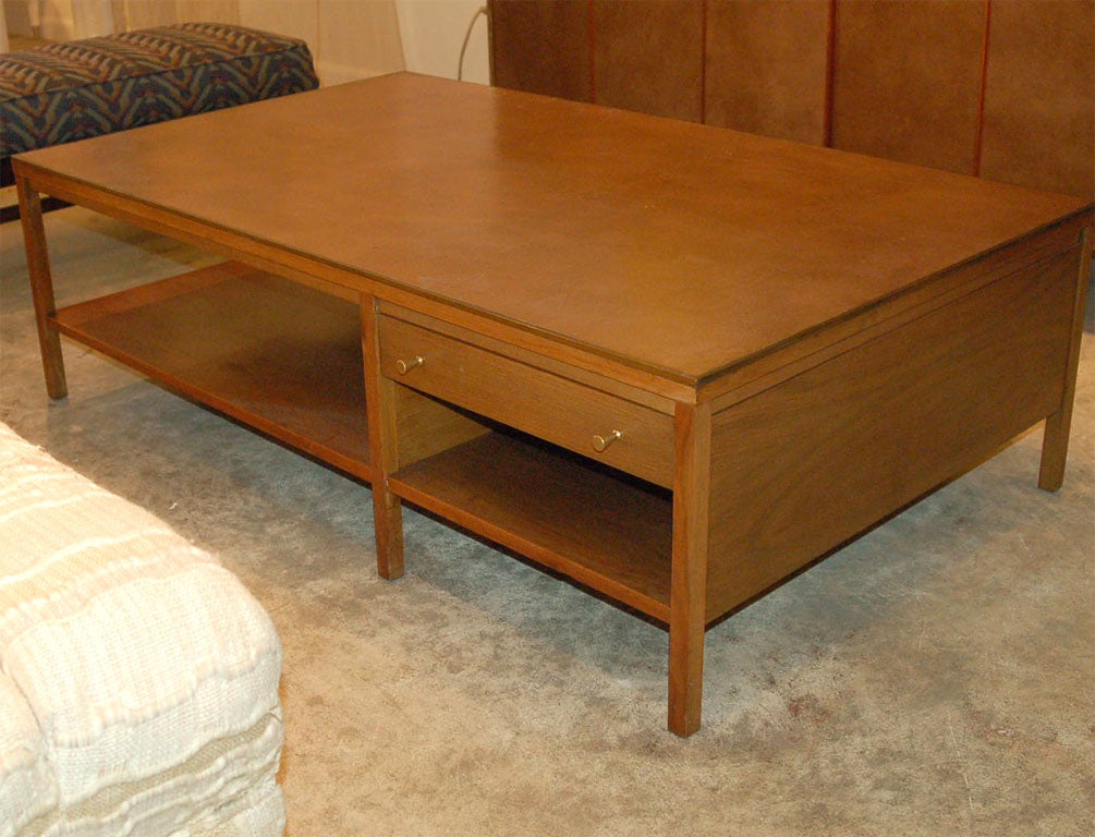 Large Paul Mccobb Leather Top Cocktail Table